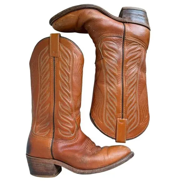 Knapp Vintage Brown Leather Western Cowgirl Boots Women’s Size 8D - Picture 2 of 9